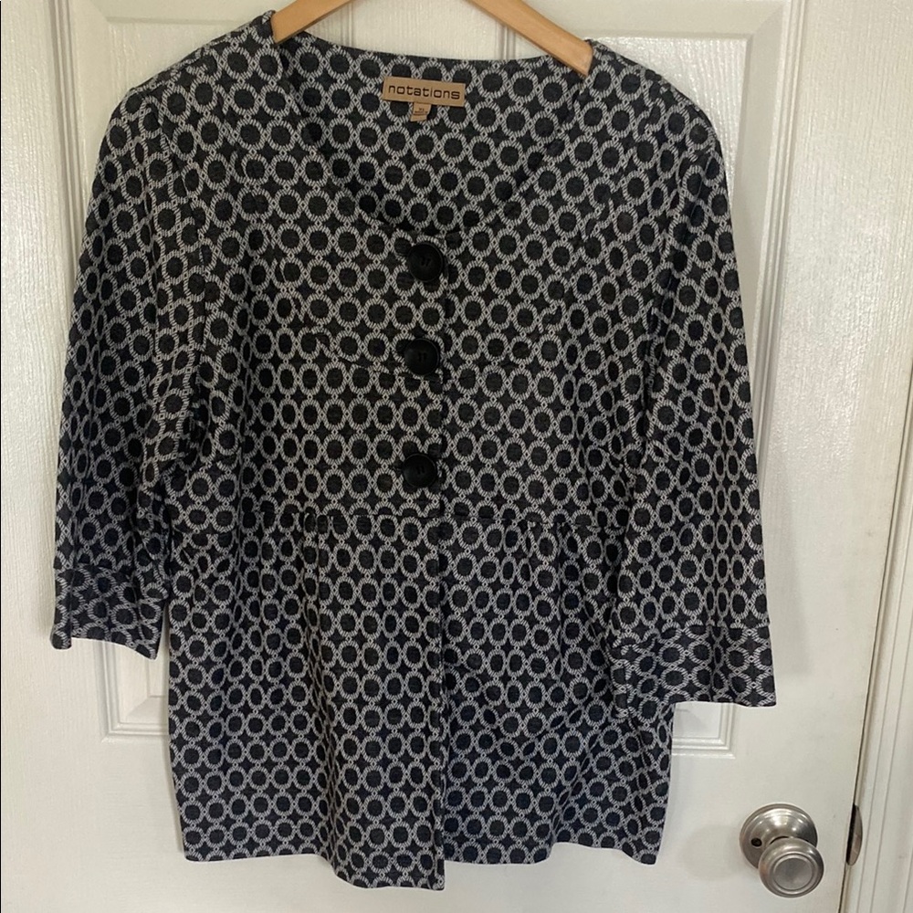 Notations Black and White Women's Top XL